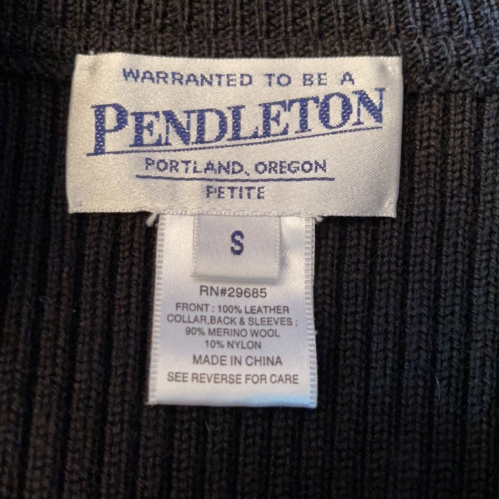Pendleton Small Petite Jacket Blazer Black Leather - image 6